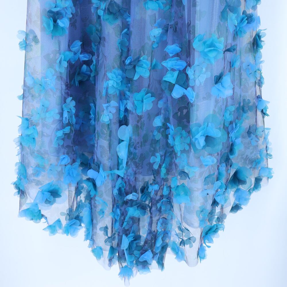 MARCHESA NOTTE 3D Floral Formal Dress Blue Strapless Women's 6 - Picture 7 of 10